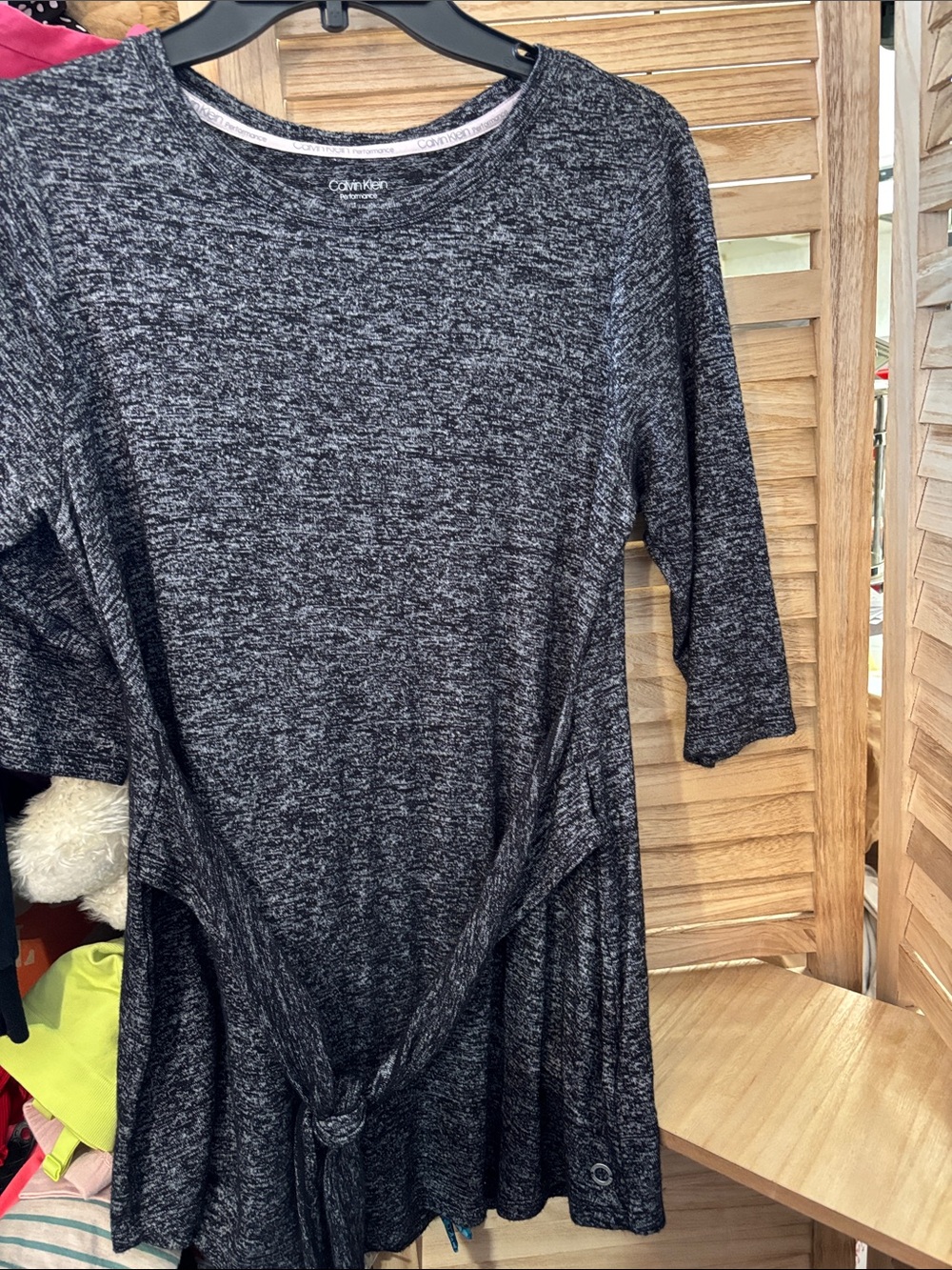 Calvin Klein Black Heather Tie-Front Tunic Medium